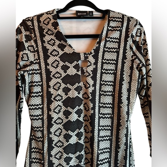 Just Cavalli Monochrome Geometric Long Sleeve Dress size 44/12 - Picture 4 of 10